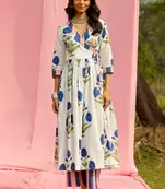 Blue Poppy Angrakha Kurta Pant Set