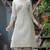 Beige Striped Cotton Embroidered Kurta Pant Set