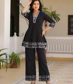 Sakshi noir embroidered cotton co-ord set