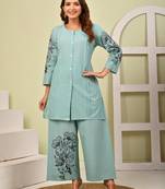 Mahua marbles embroidery cotton co-ord set