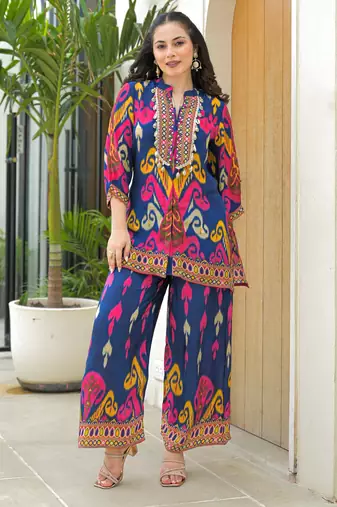 Pavitra hibis ikat printed co-ord set