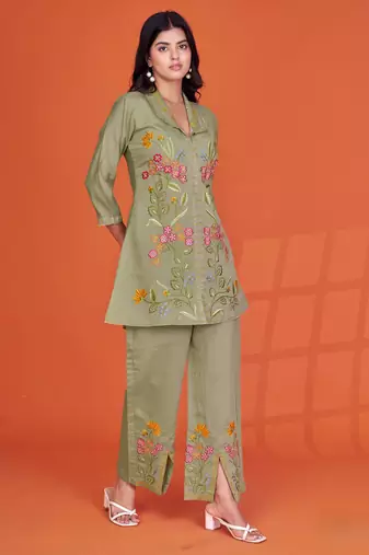 Darika sage embroidery co-ord set