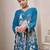 Kabool peacock light teal printed cotton kurta sets