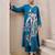 Kabool peacock light teal printed cotton kurta sets