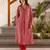 Kabool cardinal red printed cotton kurta sets