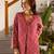 Kabool cardinal red printed cotton kurta sets