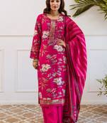 Kabool magenta pink printed cotton kurta sets
