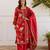 Kabool zarqa red printed cotton kurta sets