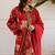 Kabool zarqa red printed cotton kurta sets
