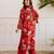 Kabool zarqa red printed cotton kurta sets