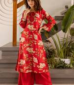 Kabool lava red printed cotton kurta sets