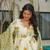 Yellow Floral Anarkali Cotton Suit Set with Dupatta
