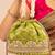 Green silk embroidered potli bag