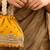 Yellow silk embroidered potli bag