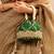 Green silk embroidered potli bag