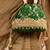 Green silk embroidered potli bag