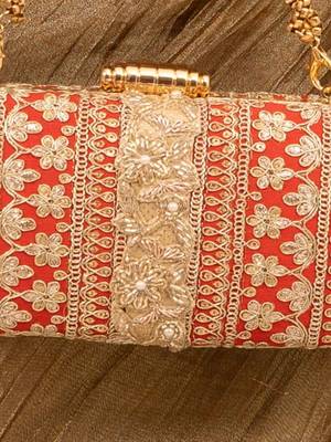 Red silk embroidered clutch 4