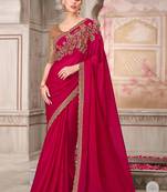 red beige sequin embroidered saree