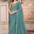 teal green embroidered saree