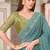 teal green embroidered saree