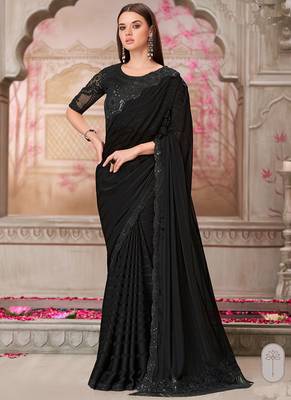 black sequin embroidered saree 1