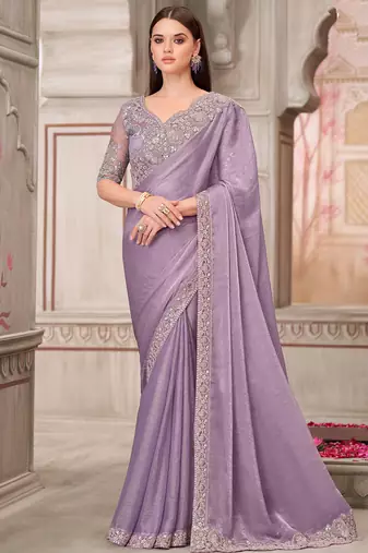 lavenderembroidered saree