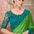 green and blue embroidered saree