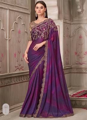 purple sequin embroidered saree 1