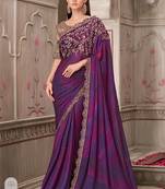 purple sequin embroidered saree