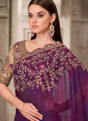 purple sequin embroidered saree 2