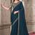 turquoise embroidered party wear saree