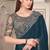 turquoise embroidered party wear saree