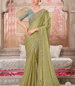 green sequin embroidered saree