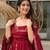 Maroon Handblock Printed Anarkali Kurta Set with Dupatta
