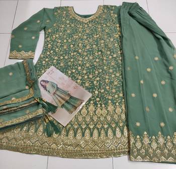 Pastel green geogette full stitched suit upto 42 3