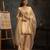 Beige embroidered satin kurta set