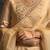 Beige embroidered satin kurta set
