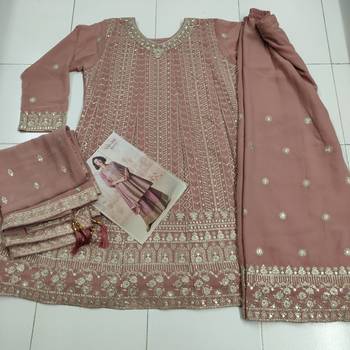 Rose pink geogette full stitched suit upto 42 3