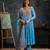 Blue embroidered satin anarkali set