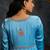 Blue embroidered satin anarkali set