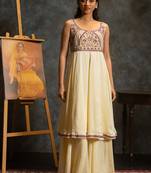Ivory embroidered satin anarkali set