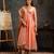 Peach embroidered silk anarkali set