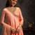 Peach embroidered silk anarkali set