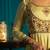 Lime embroidered satin anarkali set