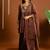 Brown embroidered satin sharara set