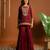 Maroon embroidered satin sharara set