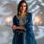 Blue embroidered silk sharara set