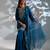 Blue embroidered silk sharara set