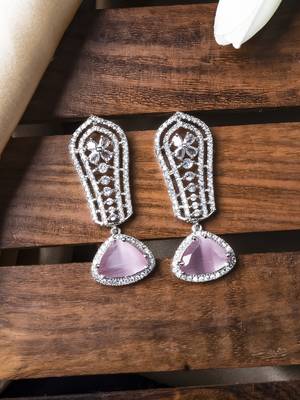 Pink cascade long ad statement earrings 1
