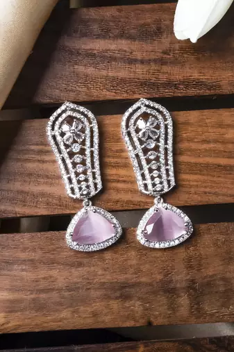 Pink cascade long ad statement earrings